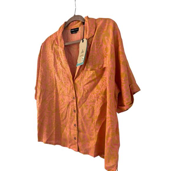 Prana Women’s Iguala Button Up Top Shirt Cropped Fresca Floral Size L NWT - Picture 2 of 6
